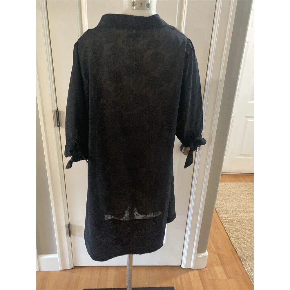 Noa Noa Black Blue Cotton Blend Tunic Short Sleeve Top Dress -Size XL‎